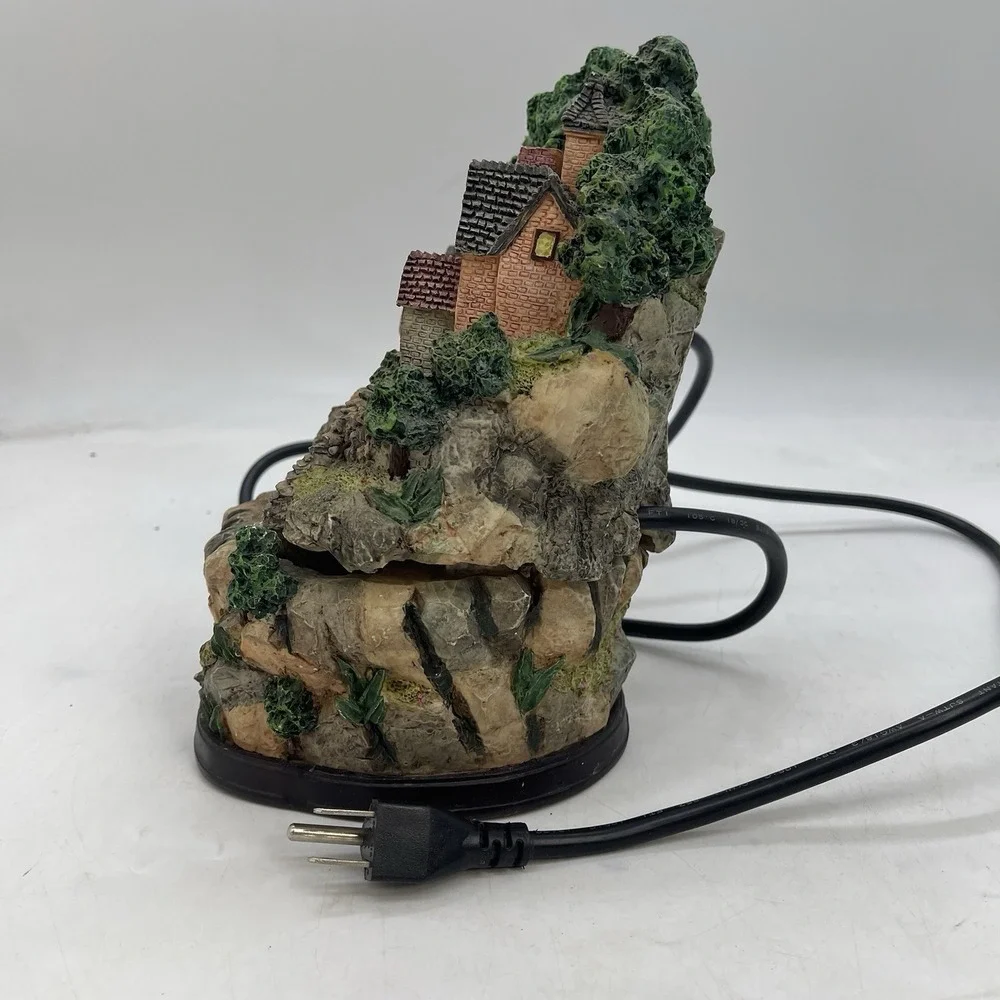 Prismarte Cottage Village Tabletop Fountain Resin Mill Colorful Needs New Motor
